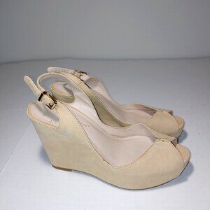 BCBGeneration Tashaa Wedge Sling Back Sandals Size  7.5  Tan